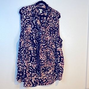 Ava & Viv Plus Women’s Sleeveless Abstract Print Tank with Pussy Cat Bow Sz 4X